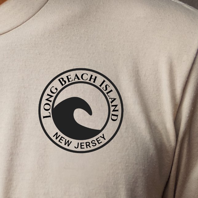 Black Ocean Wave Circle Design Long Beach Island T-Shirt (Creator Uploaded)