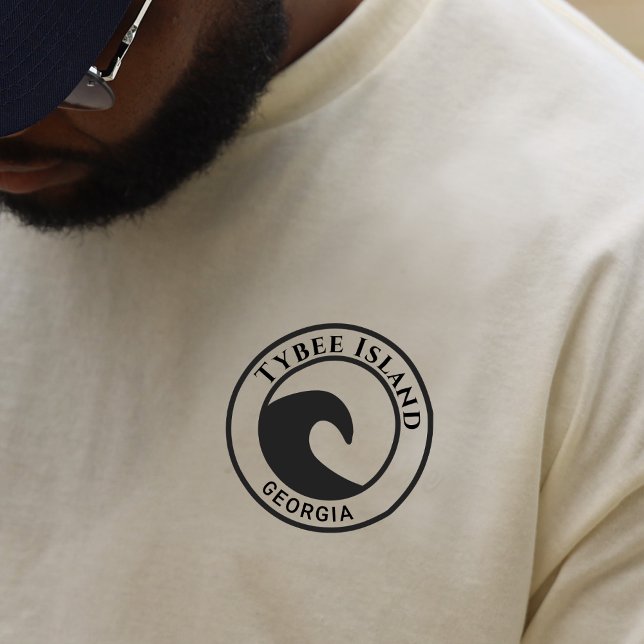 Black Ocean Wave Circle Design Tybee Island T-Shirt (Creator Uploaded)