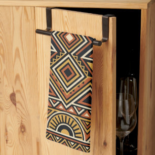 Black Ochre Boho Abstract Surface Pattern Tea Towel
