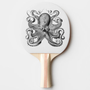 Black Octopus illustration by Ernst Haeckel Ping Pong Paddle