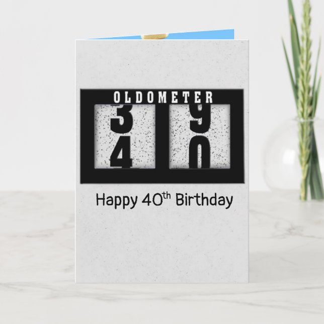 Black Odometer for 40th Birthday  Card (Front)