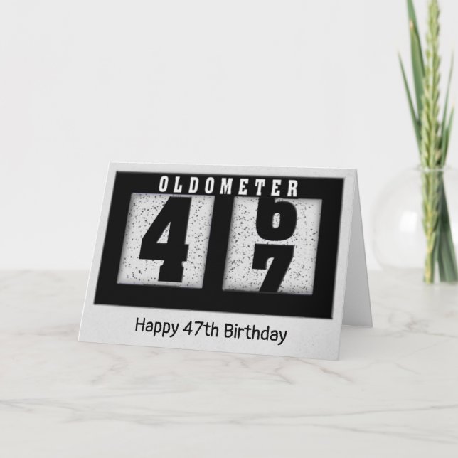 Black Odometer for 47th Birthday Card (Front)