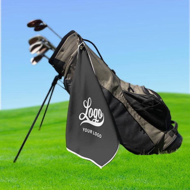 Black Off white border Company Logo Business Club Golf Towel (Creator Uploaded)