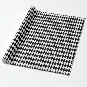 Black & Off-White Harlequin Diamonds Wrapping Paper