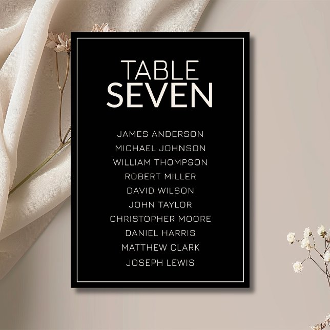 Black Old Money Wedding Guest Seating Chart Table Number (Creator Uploaded)