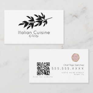 Black Olive Branch Botanical Italian Chef Business Card