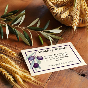 Black Olive Branch Watercolor QR Code Enclosure Card