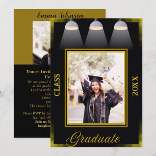 Black & Olive Green High School Photo Graduation Invitation