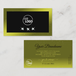 Black Olive Green Yellow Sparkling Jewels Add Logo Business Card