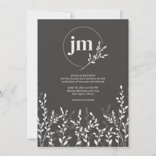 Black Olive • Rustic Wildflower Photo Wedding Invitation