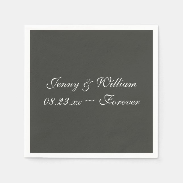 Black Olive Simple One Colour Paper Napkins (Front)