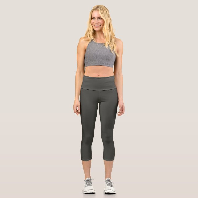 Black olive (solid colour)  capri leggings (Front)