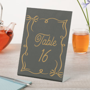 Black Olive Wedding Table Number Acrylic  Pedestal Sign