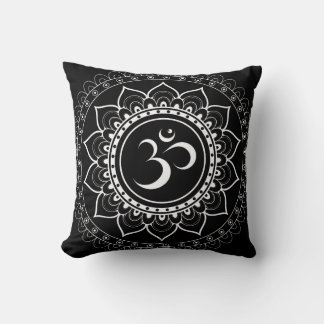 Black Om Mandala Cushion