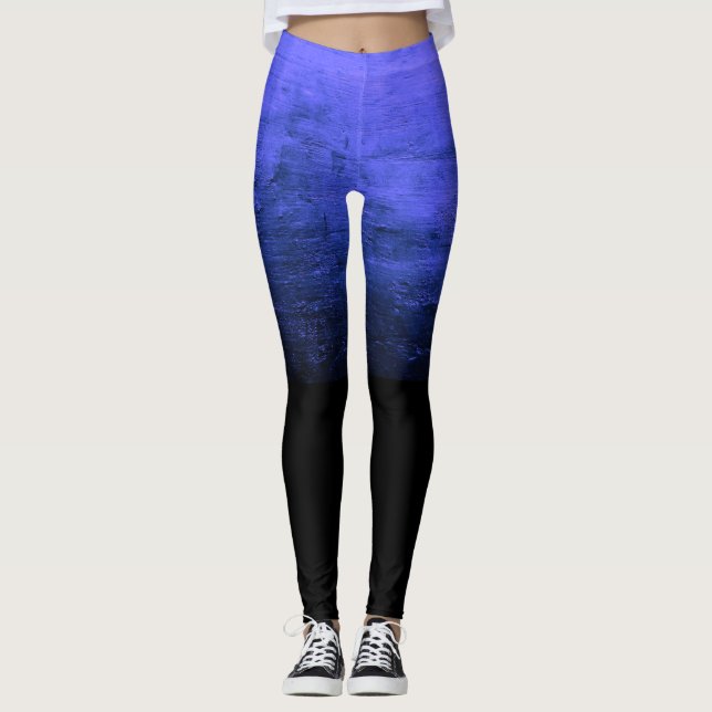 Black Ombré Distressed Texture - Indigo Leggings (Front)