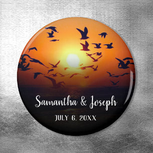 Black Ombre Orange Sunset Photo Wedding Magnet