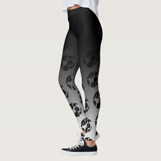 Black Ombre w/ Unique Black & White Circle Pattern Leggings (Left)