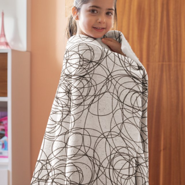 Black on Any Colour Abstract Swirly Scribble Fleece Blanket (Creator Uploaded)