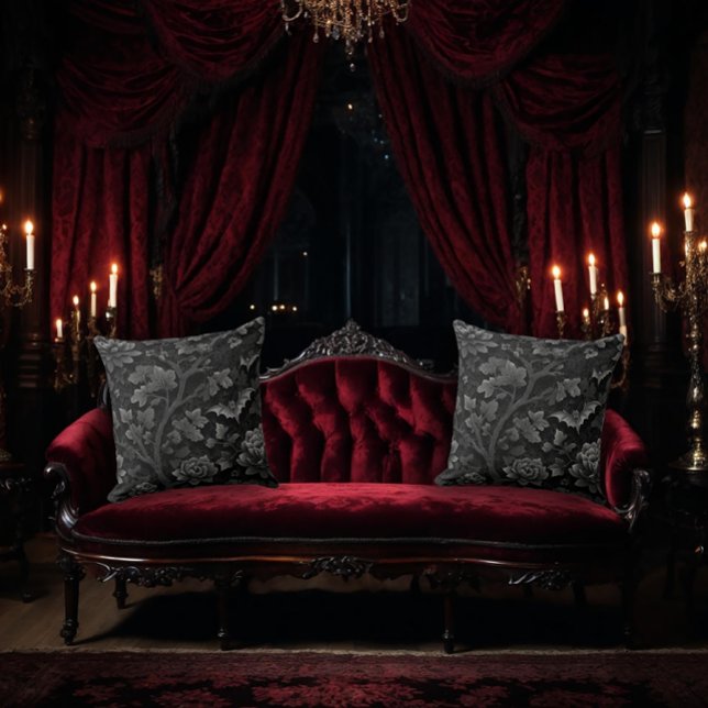 Black on Black Floral Design with Bats Cushion (Creator Uploaded)