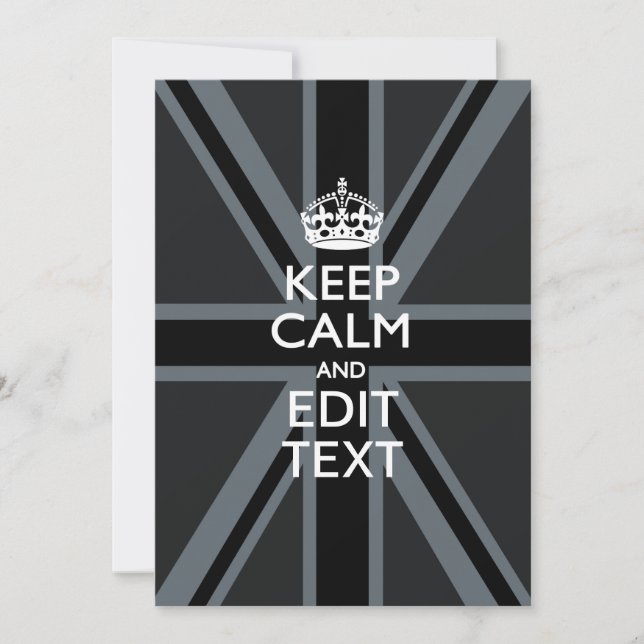 Black on Black  Keep Calm and Your Text Union Jack (Front)