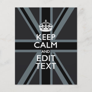 Black on Black  Keep Calm and Your Text Union Jack Flyer
