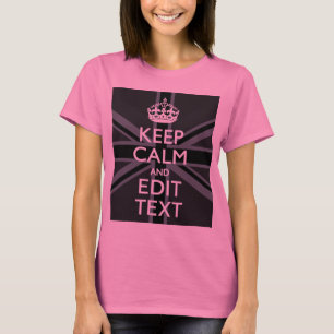 Black on Black  Keep Calm and Your Text Union Jack T-Shirt