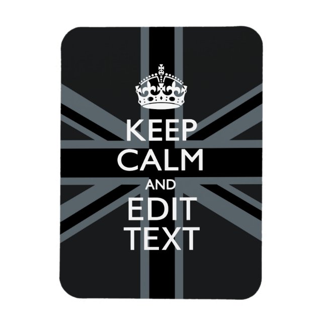 Black on Black  Keep Calm Get Your Text Union Jack Magnet (Vertical)