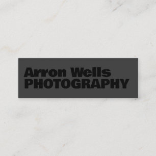 Black on Black Modern Bold Typography QR Code Mini Business Card