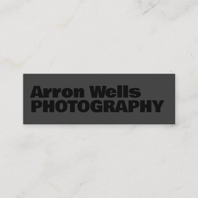 Black on Black Modern Bold Typography QR Code Mini Business Card (Front)