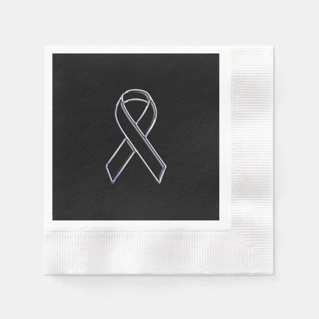 Black on Black Ribbon Awareness Napkin (Front)