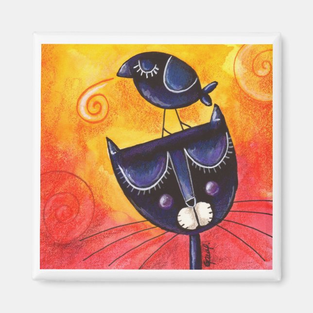 Black on Black - Square Magnet (Front)