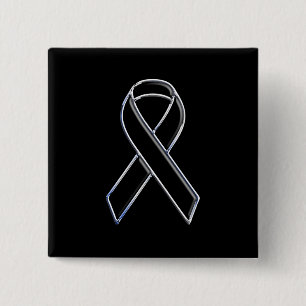 Black on Black Style Ribbon Awareness 15 Cm Square Badge