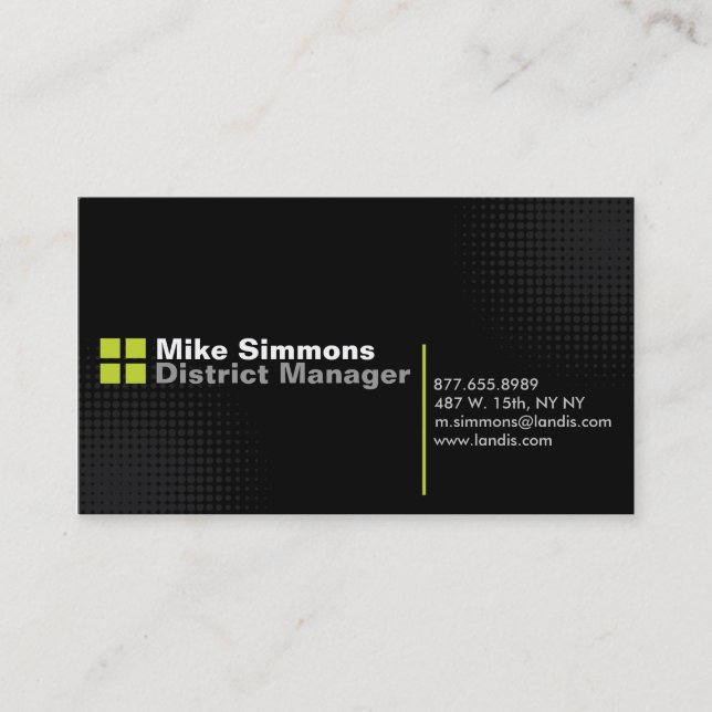 Black on Black with Green Business Card (Front)