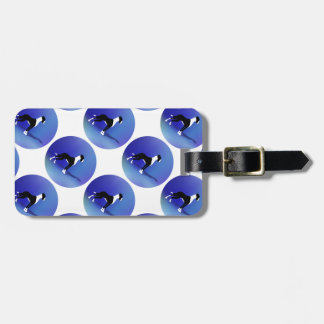 Black on blue luggage tag