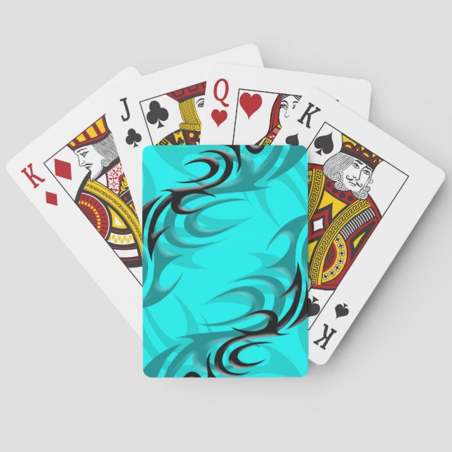 Black on Cyan "Smoke" Playing Cards (Back)