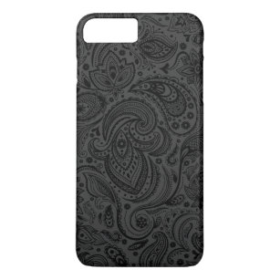 Black On Dark Grey Retro Paisley Damasks Lace iPhone 8 Plus/7 Plus Case