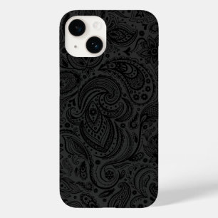 Black On Dark Grey Retro Paisley Damasks Lace Case-Mate iPhone 14 Case