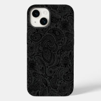 Black On Dark Grey Retro Paisley Damasks Lace