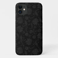 Black On Dark Grey Vintage Floral Damasks 2