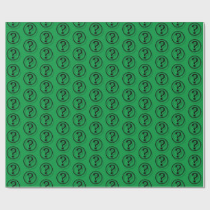 Black On Green Question Marks Pattern Wrapping Paper