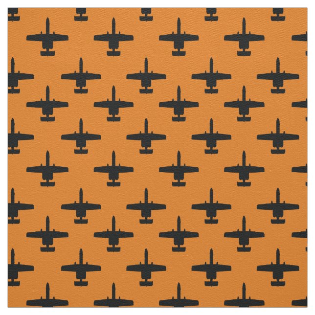 Black on Orange A-10 Warthog Attack Jet Pattern Fabric (Swatch)