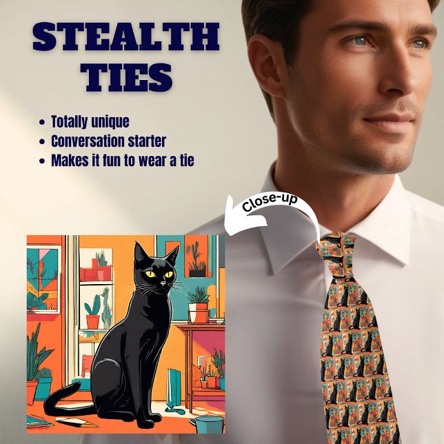 Black on Orange Cat Stealth Tie (Creator Uploaded)