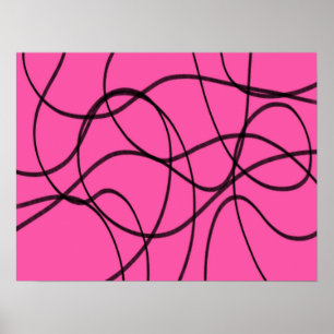 Black on Pink Ribbon Art Poster