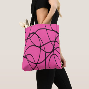 Black on Pink Ribbon Art  Tote Bag