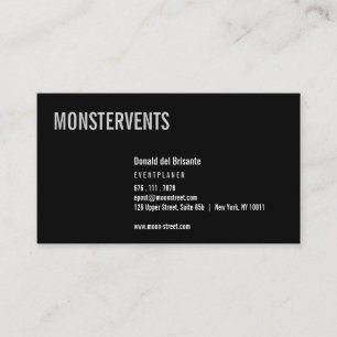 Black on platinum, for event planer business card