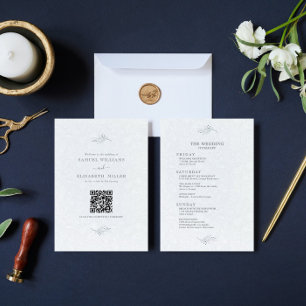 Black On Plush White Paisley Minimal Program Invitation