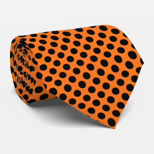 Black on Pumpkin Large Size Polka Dots Tie