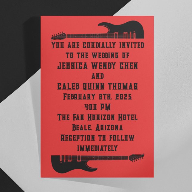 Black on Red Heavy Metal Wedding Invitation (Creator Uploaded)