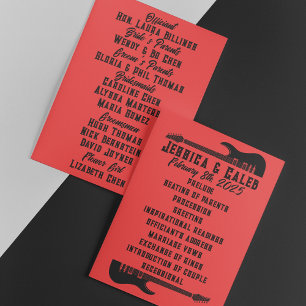 Black on Red Heavy Metal Wedding Programme