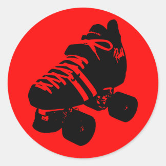 Black on Red Roller Derby Skate Sticker